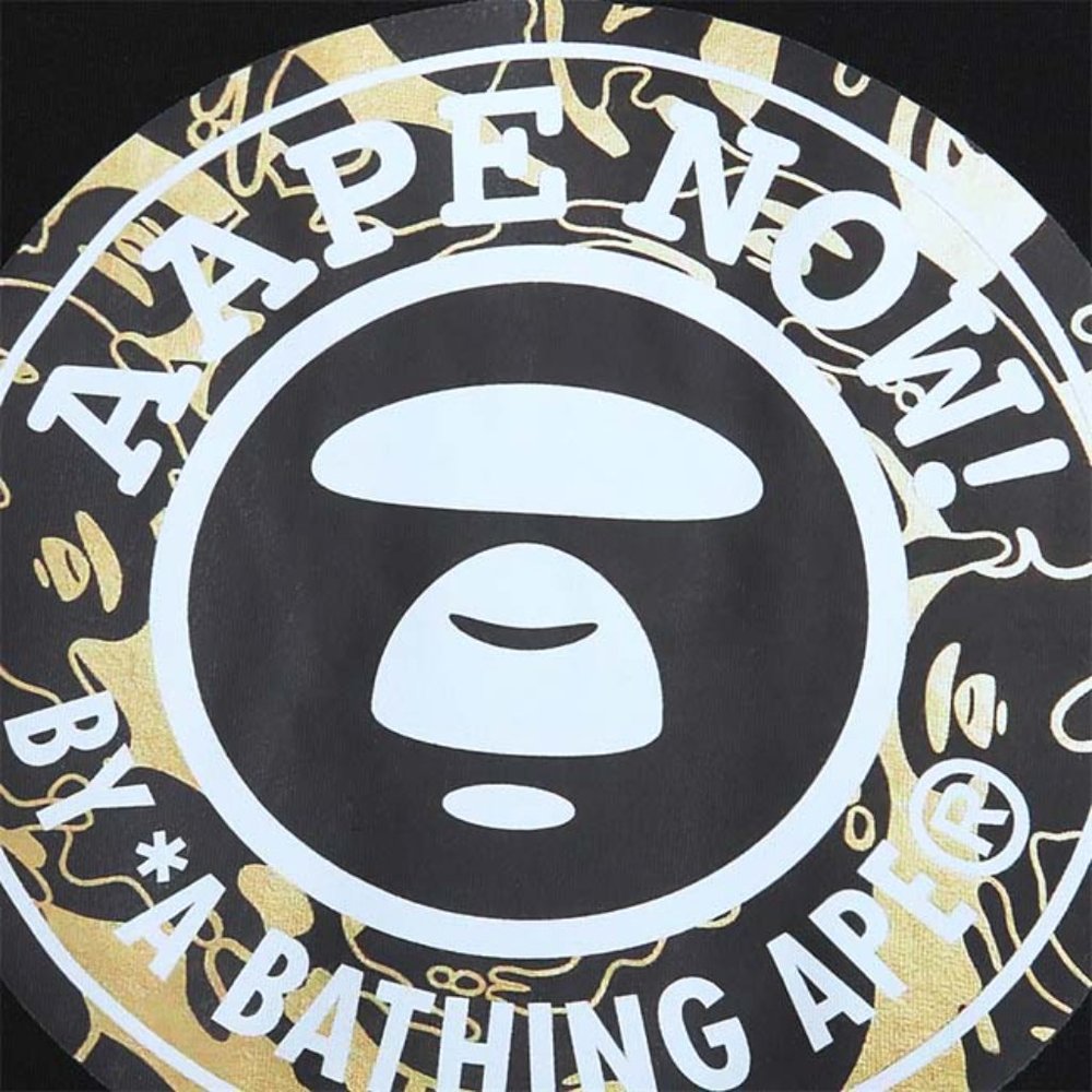 AAPE Yellow Ring Letter Print Logo T-Shirt - Black Short Sleeve - Picture 5 of 11